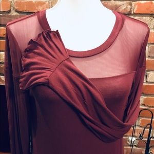 DEREK HEART Wine Colored Blouse Pullover